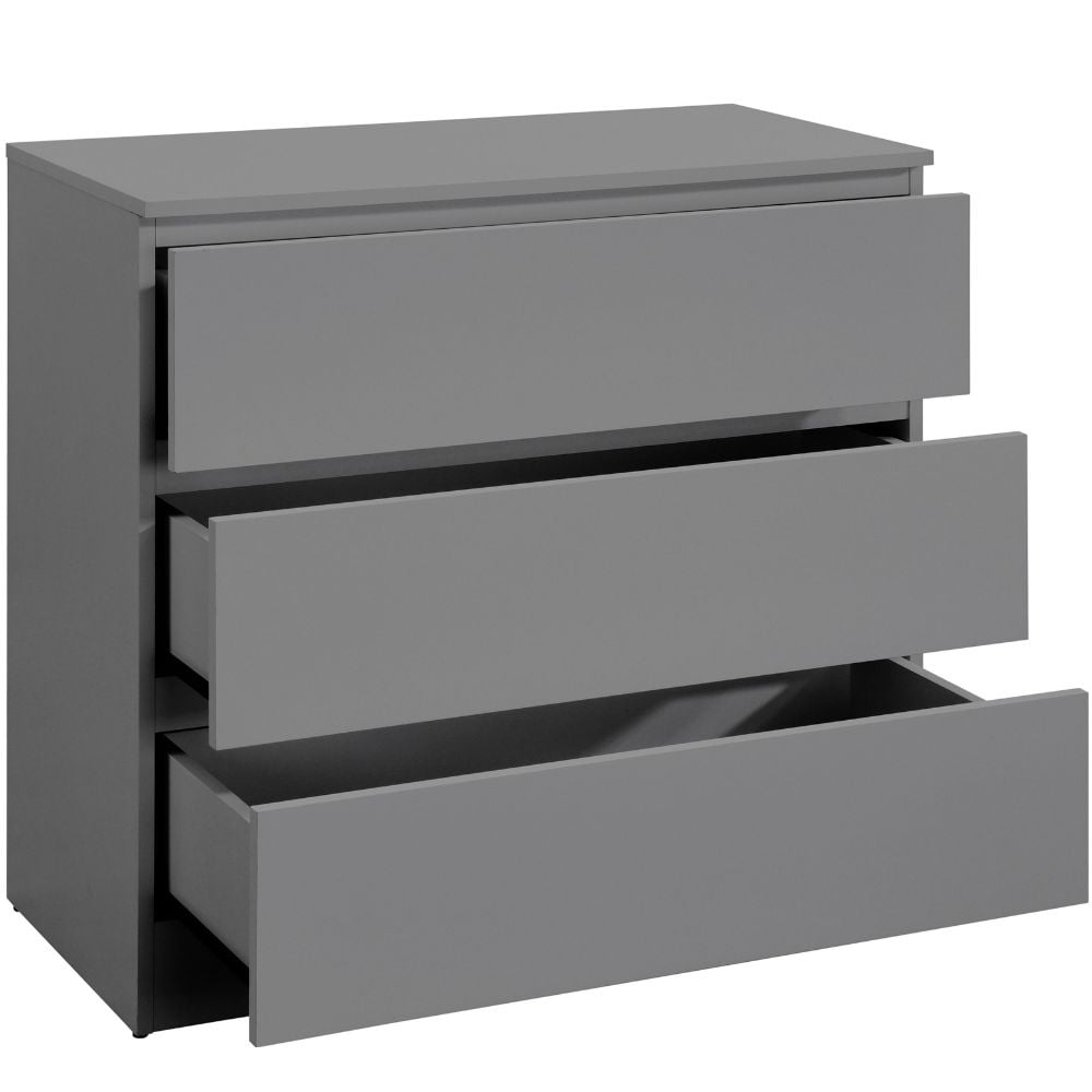 Oslo Grey 3-Drawer Chest Drawers Close-Up