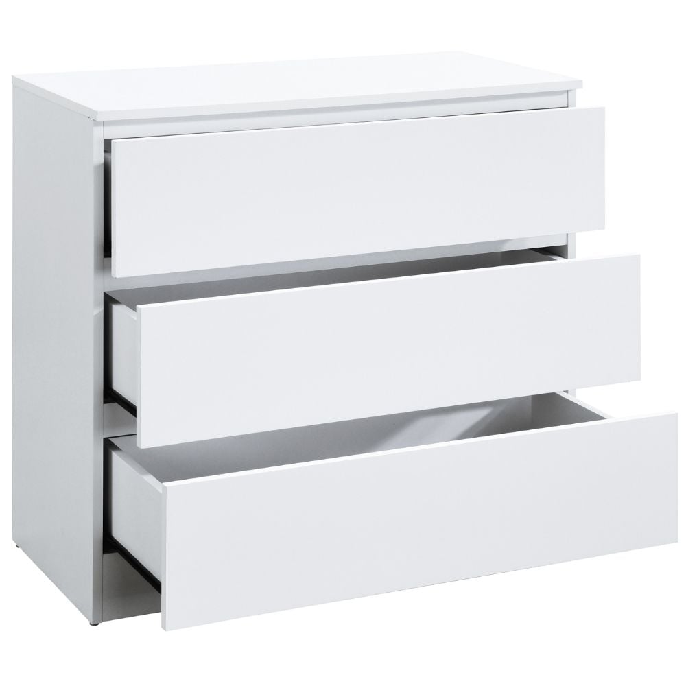 Oslo White 3-Drawer Chest Drawers Close-Up