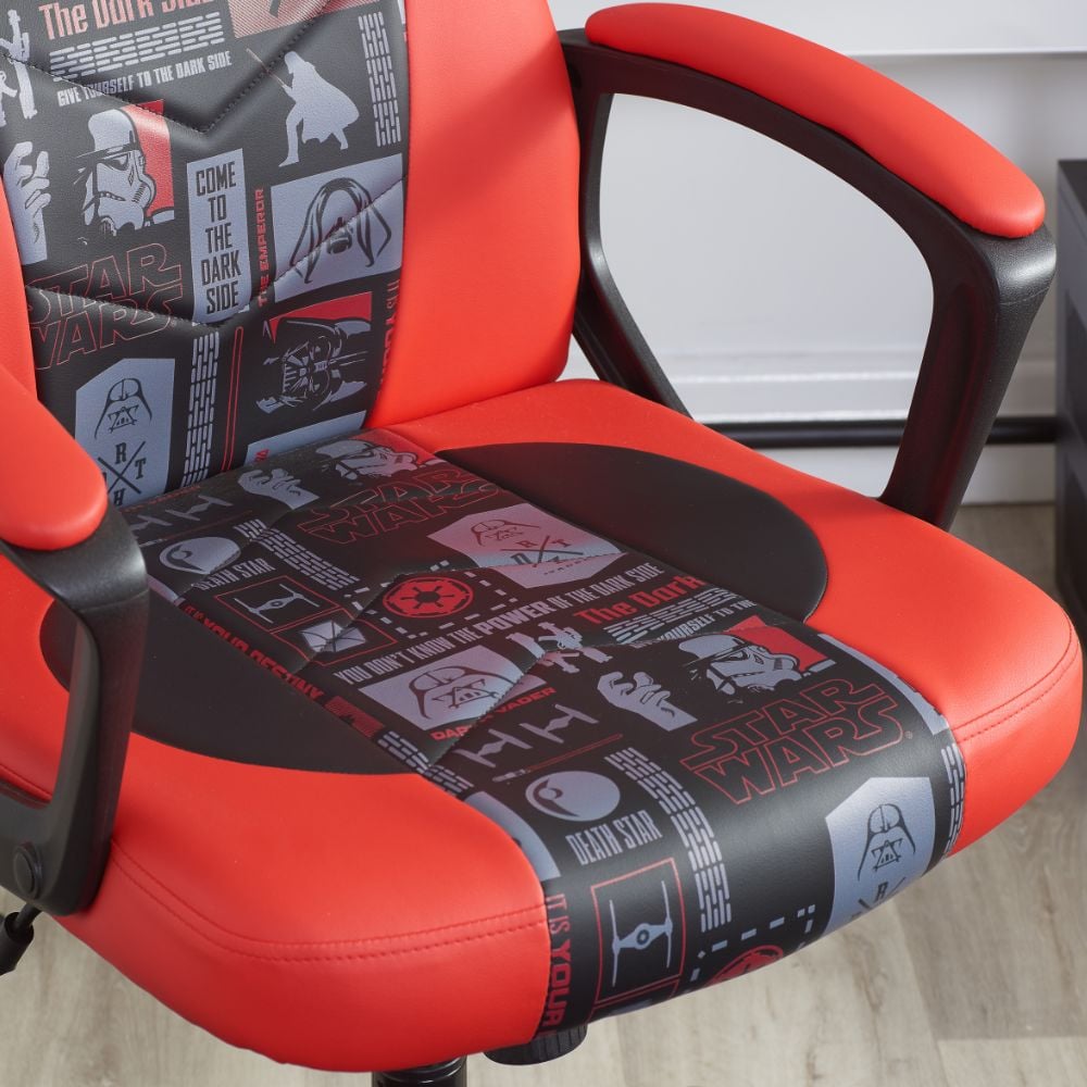 Star Wars Black/Red Computer Gaming Chair Seat and Arms Close-Up