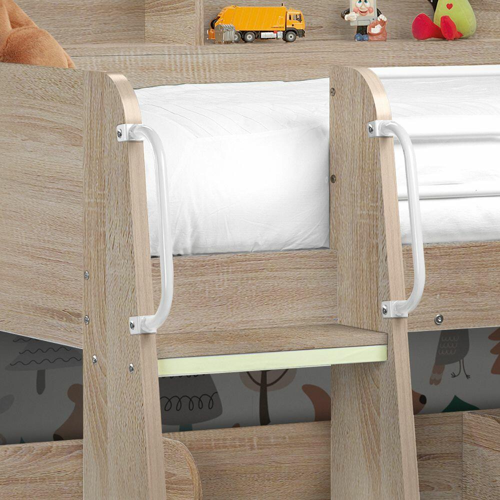Domino Oak Wooden and Metal Kids Storage Bunk Bed Ladder Image