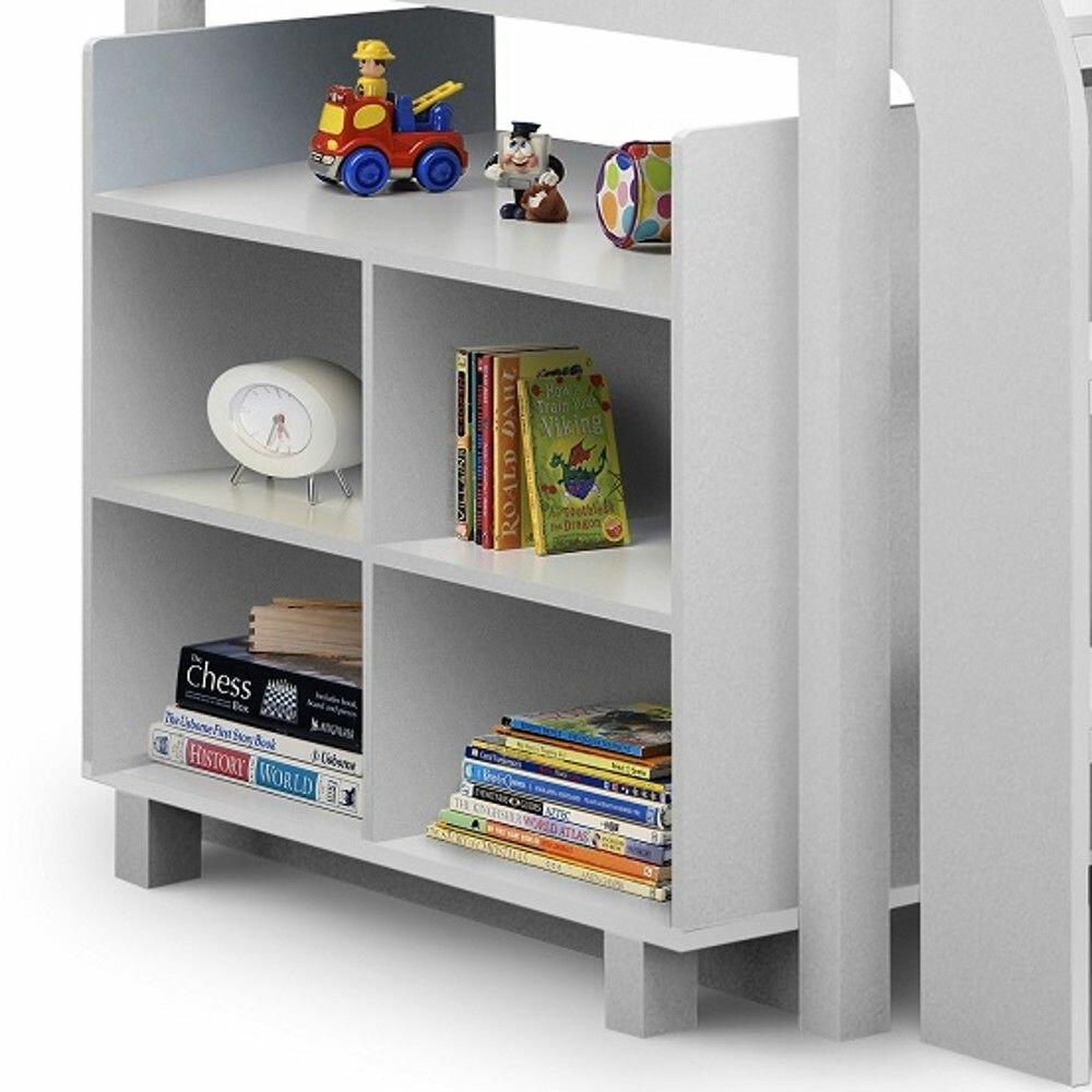 Kimbo White Mid Sleeper Cabin Bed Bookcase Image