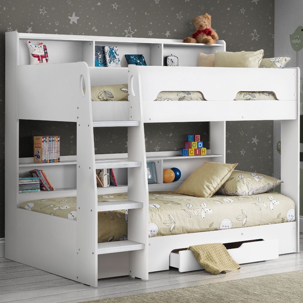Happy Beds Orion White Bunk Bed Wide Angle