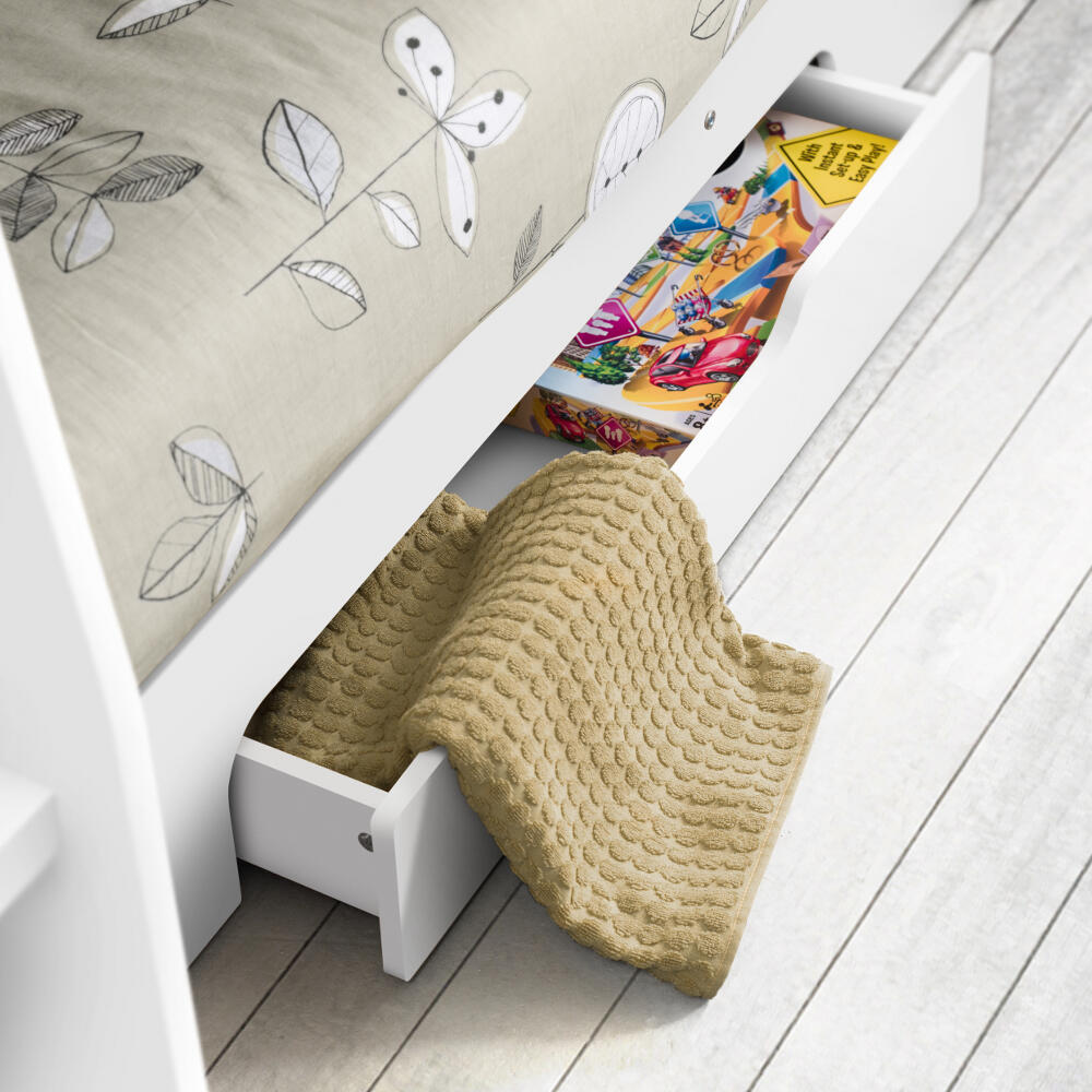 Happy Beds Orion White Bunk Bed Drawer Top View