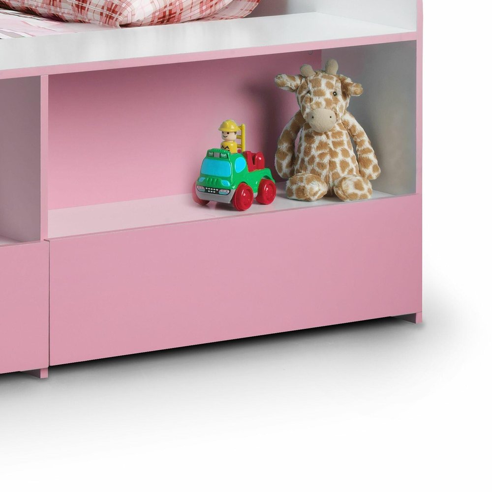 Happy Beds Stella Pink And White Low Sleeper Storage