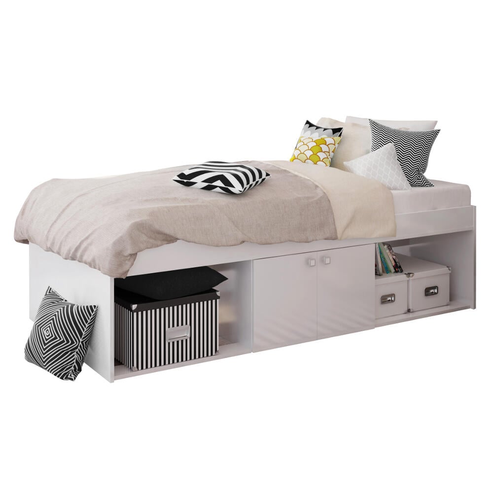 Happy Beds Arctic White Storage Bed Angled Shot