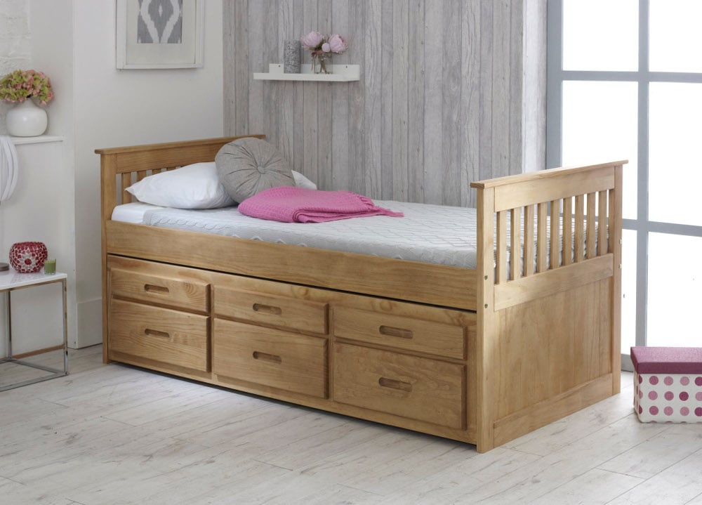 Captain's Waxed Pine Wooden Guest Bed Full Image