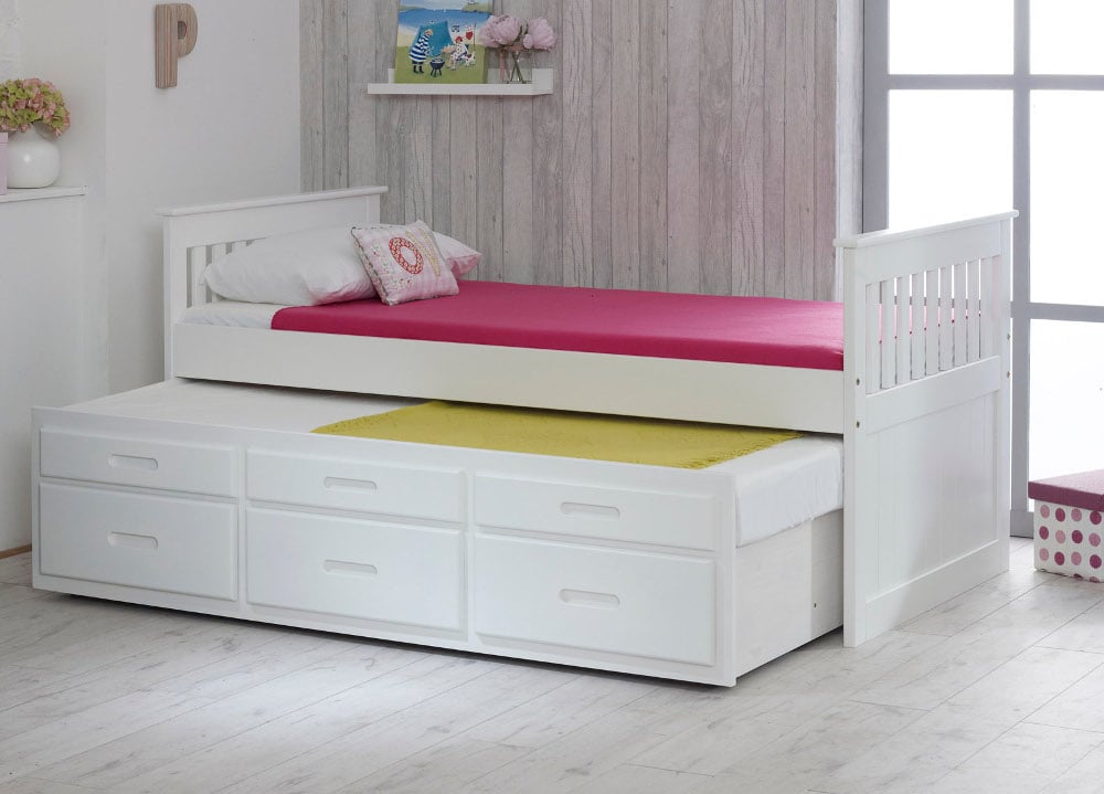 Captain's White Wooden Guest Bed Full Body Image 2