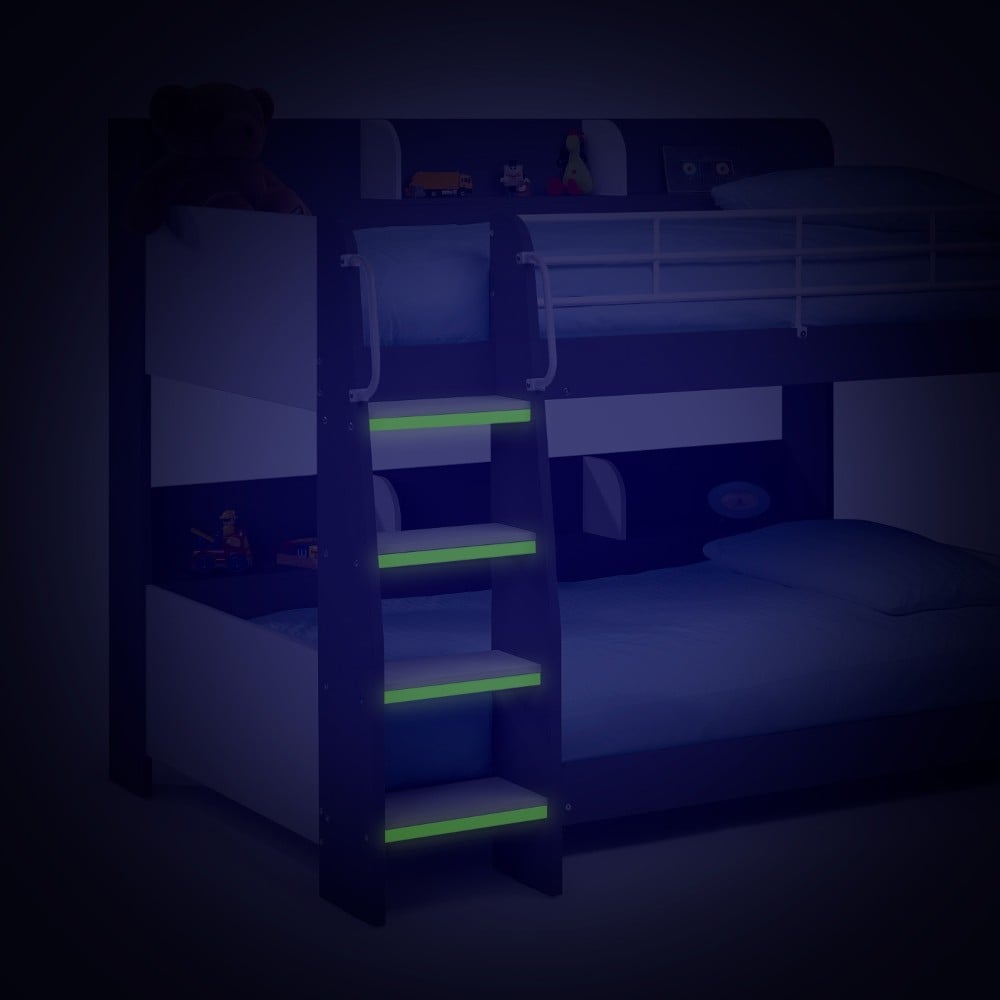 Domino Grey Oak Wooden And Metal Kids Storage Bunk Bed Glow In The Dark Image