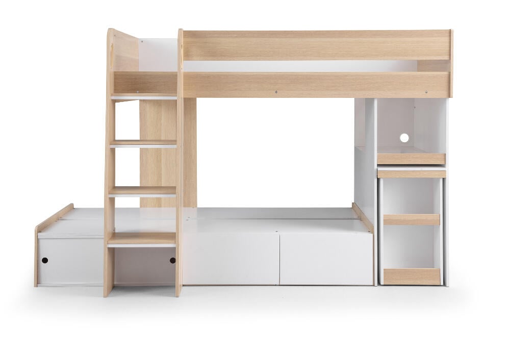 Eclipse Oak And White Wooden Storage Bunk Bed Full Image