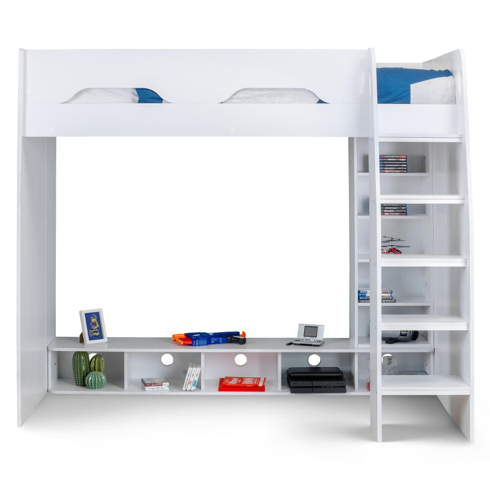 Galaxy White High Sleeper Gaming Bed Front Image