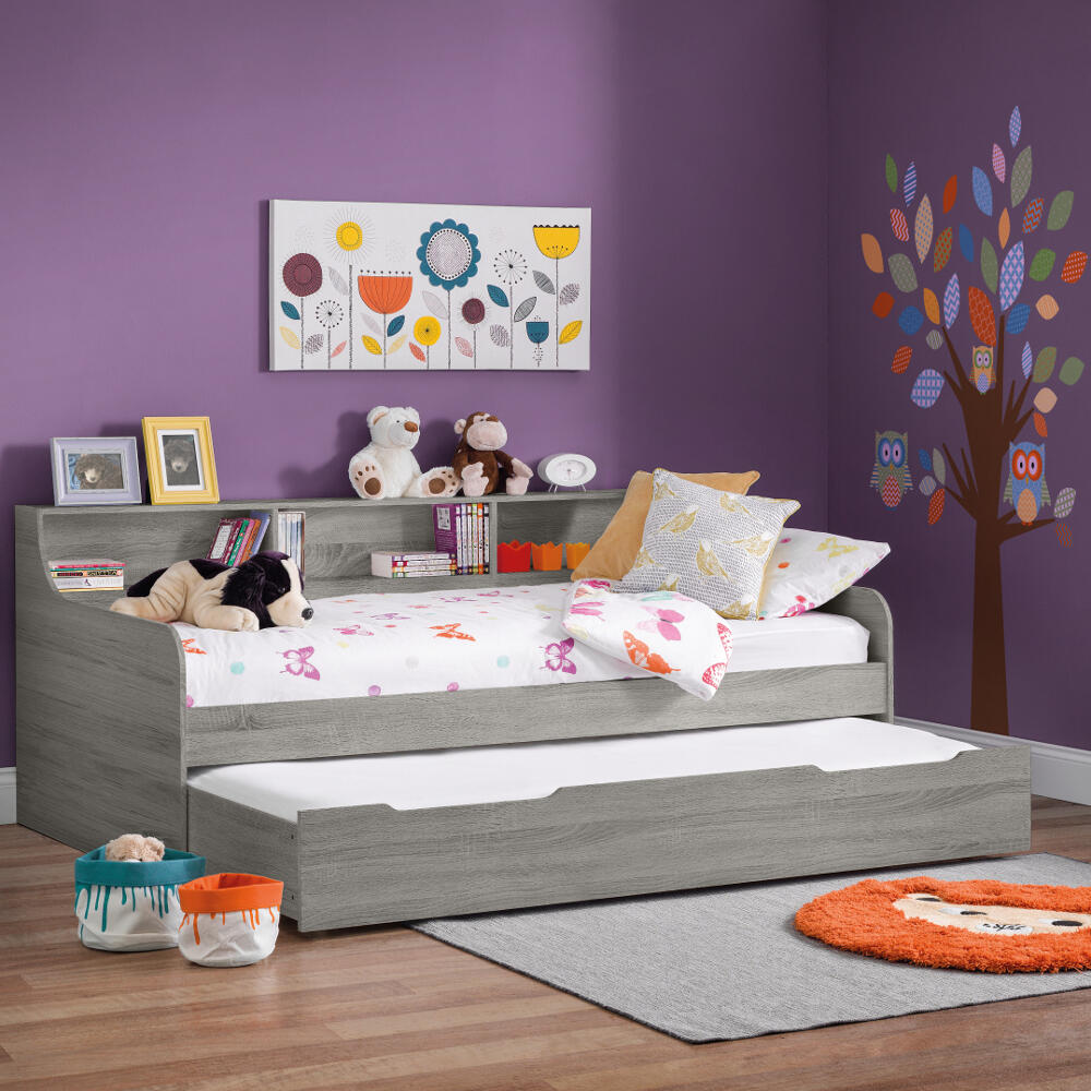 Grace Grey Oak Day Bed With Trundle Trundle Image