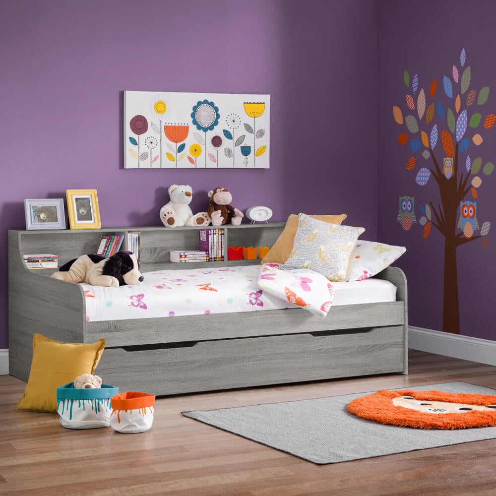 Grace Grey Oak Day Bed With Trundle Full Image