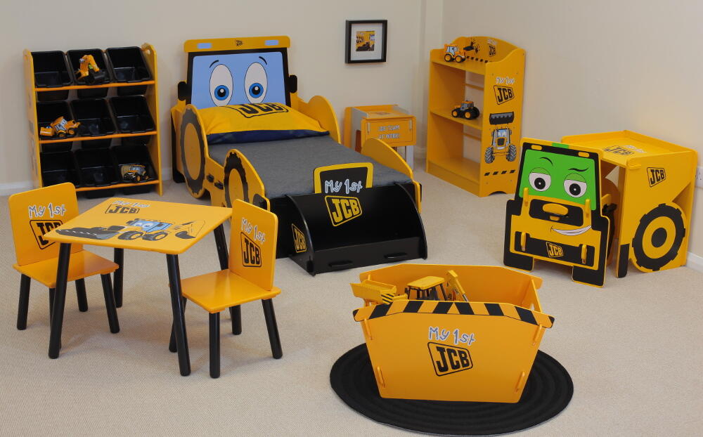 JCB Yellow Children's Digger Bedside Table Room Set