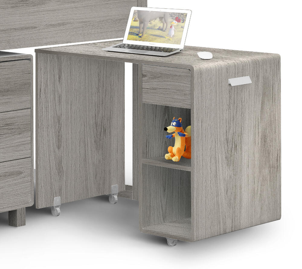 Kimbo Grey Oak Mid Sleeper Cabin Bed Desk Image