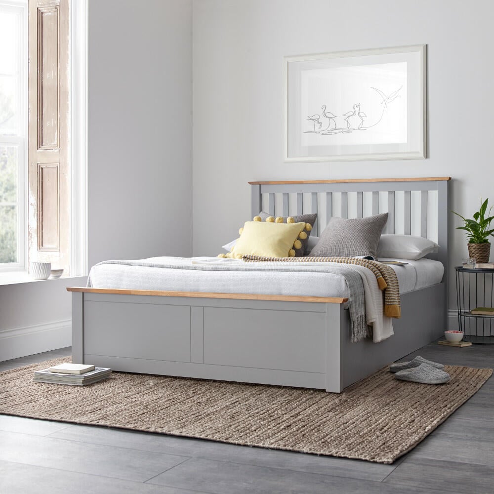 Malmo Grey Wooden Ottoman Bed Bedroom Image