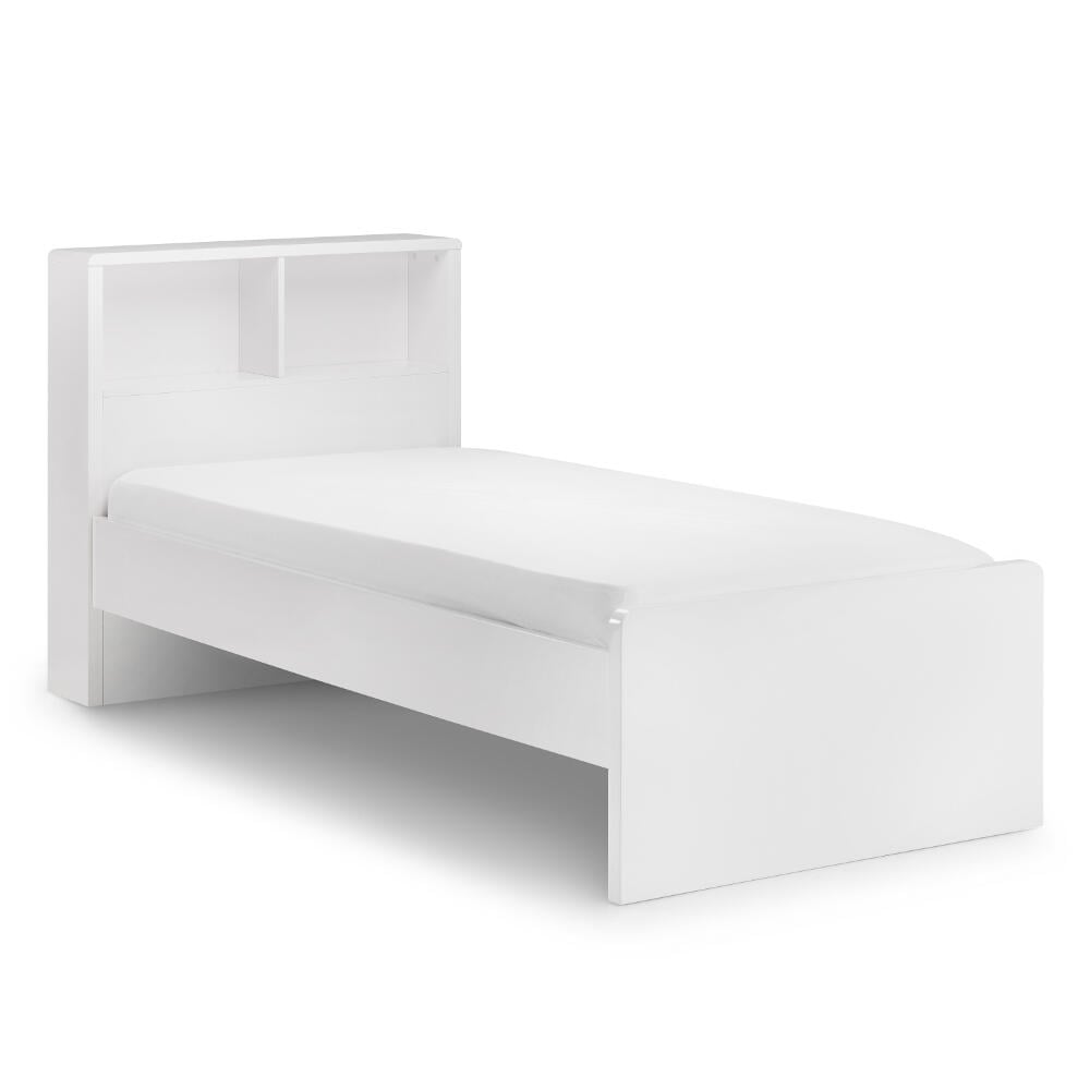 Manhattan Gloss White Wooden Bookcase Bed Side Image