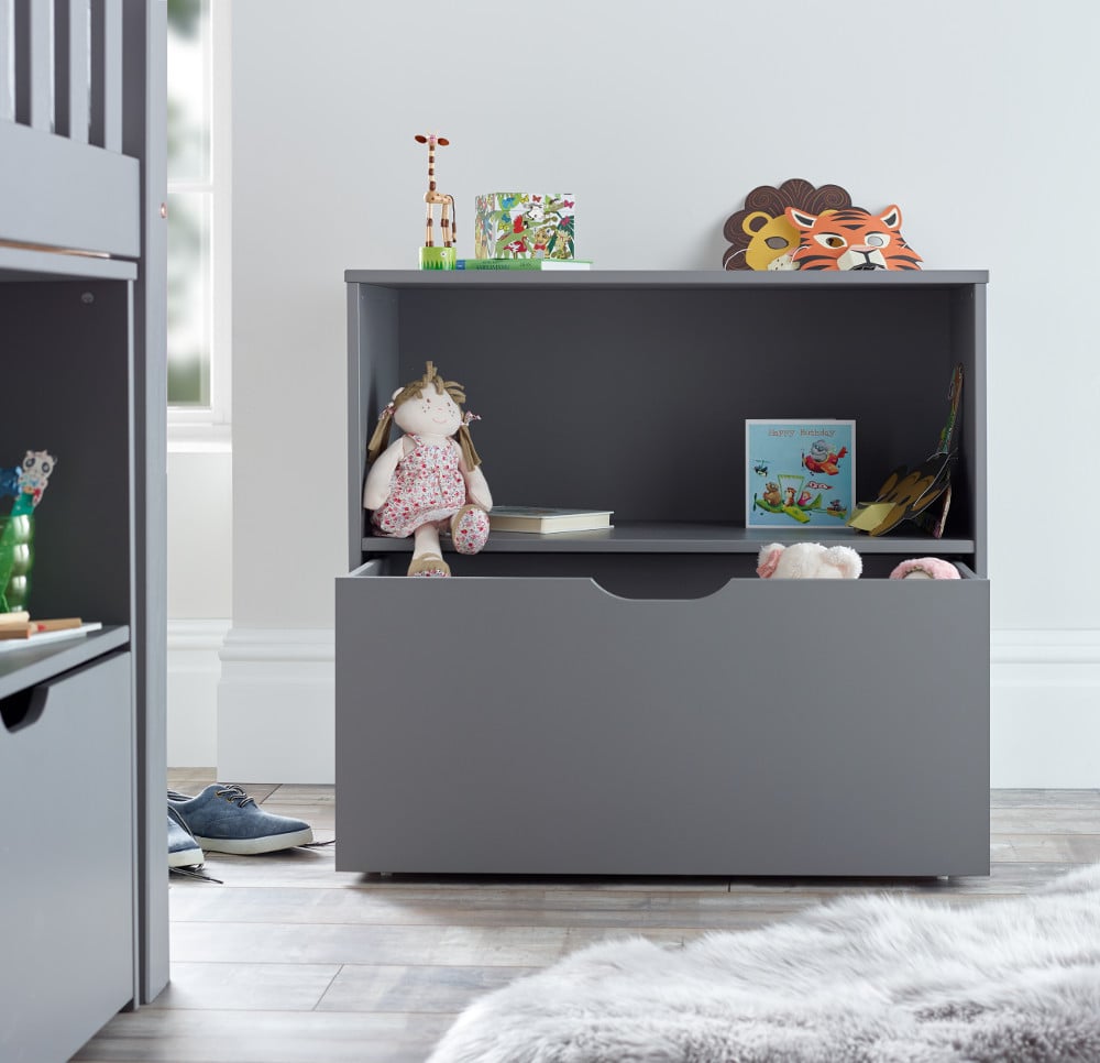 Happy Beds Milo Grey Mid Sleeper Bunk Open Drawer