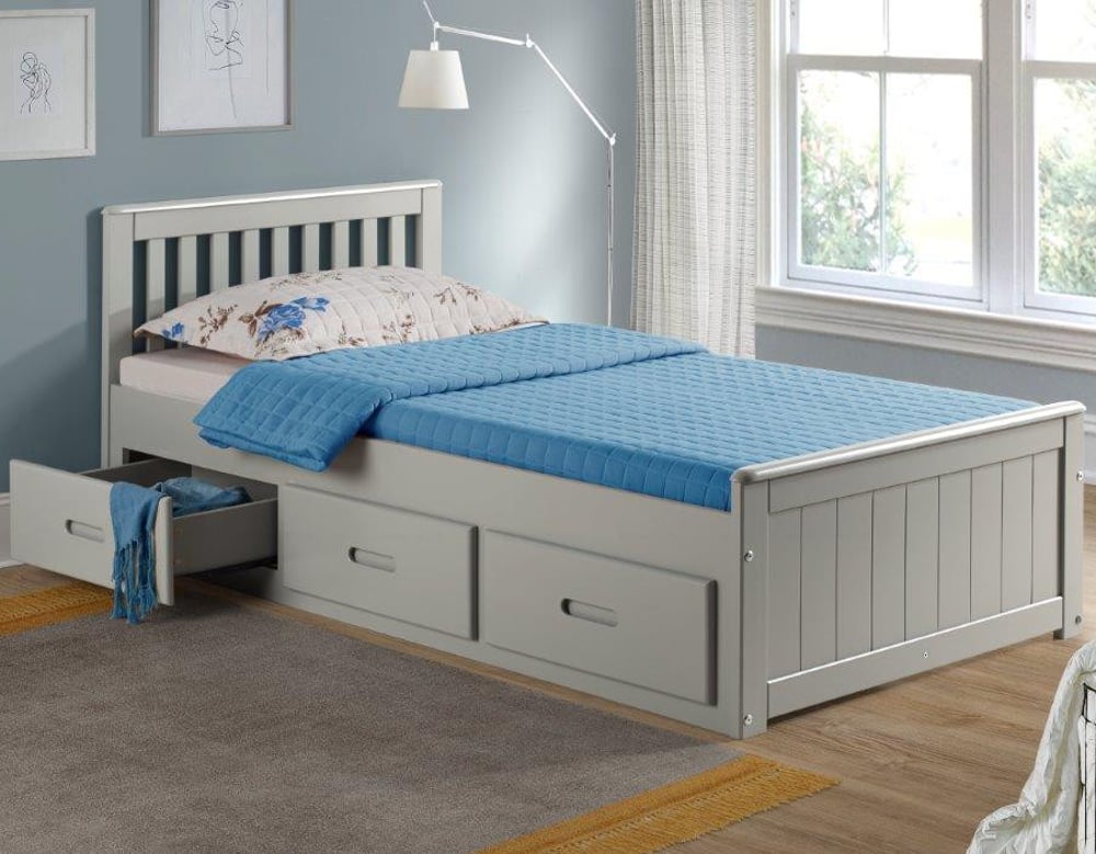 Happy Beds Mission Grey Storage Bed Open Drawer