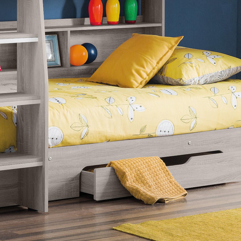 Happy Beds Orion Grey Oak Bunk Bed Drawer Front Shot