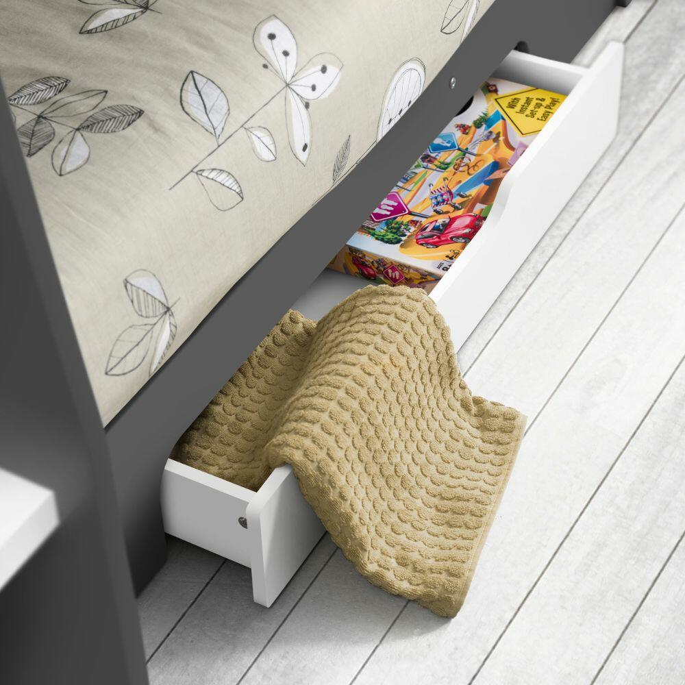 Happy Beds Orion Grey And White Bunk Bed Drawer Top View