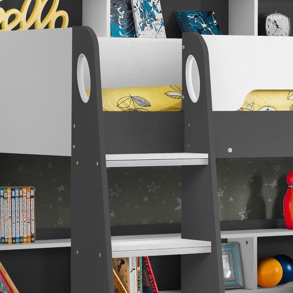 Happy Beds Orion Grey And White Bunk Bed Ladder