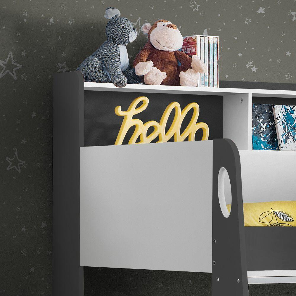 Happy Beds Orion Grey And White Bunk Bed Shelves