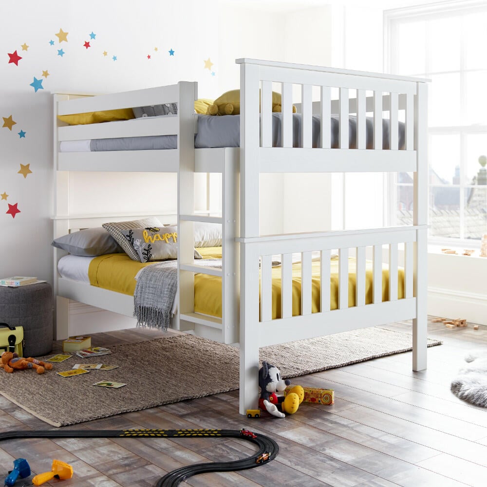 Happy Beds Oslo White Quadruple Sleeper Angled Shot