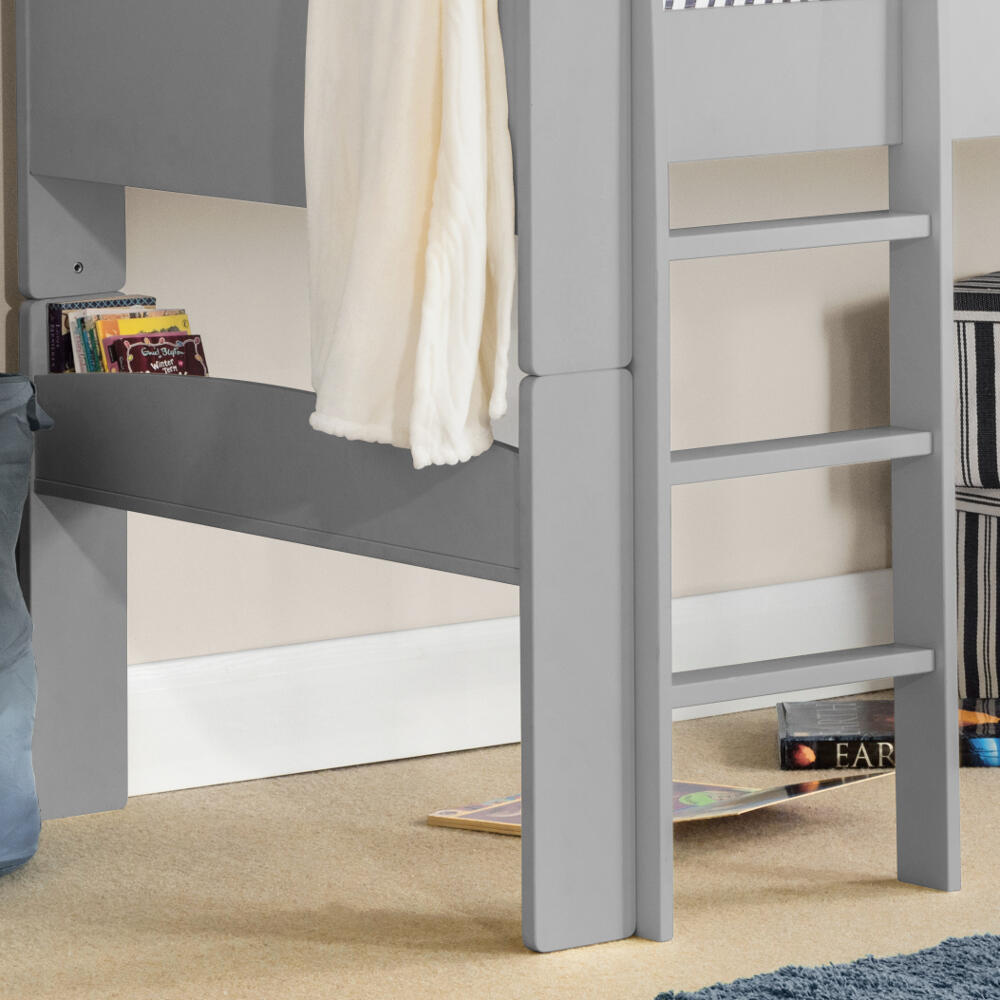 Happy Beds Pluto Dove Grey Mid Sleeper Ladder Close-up
