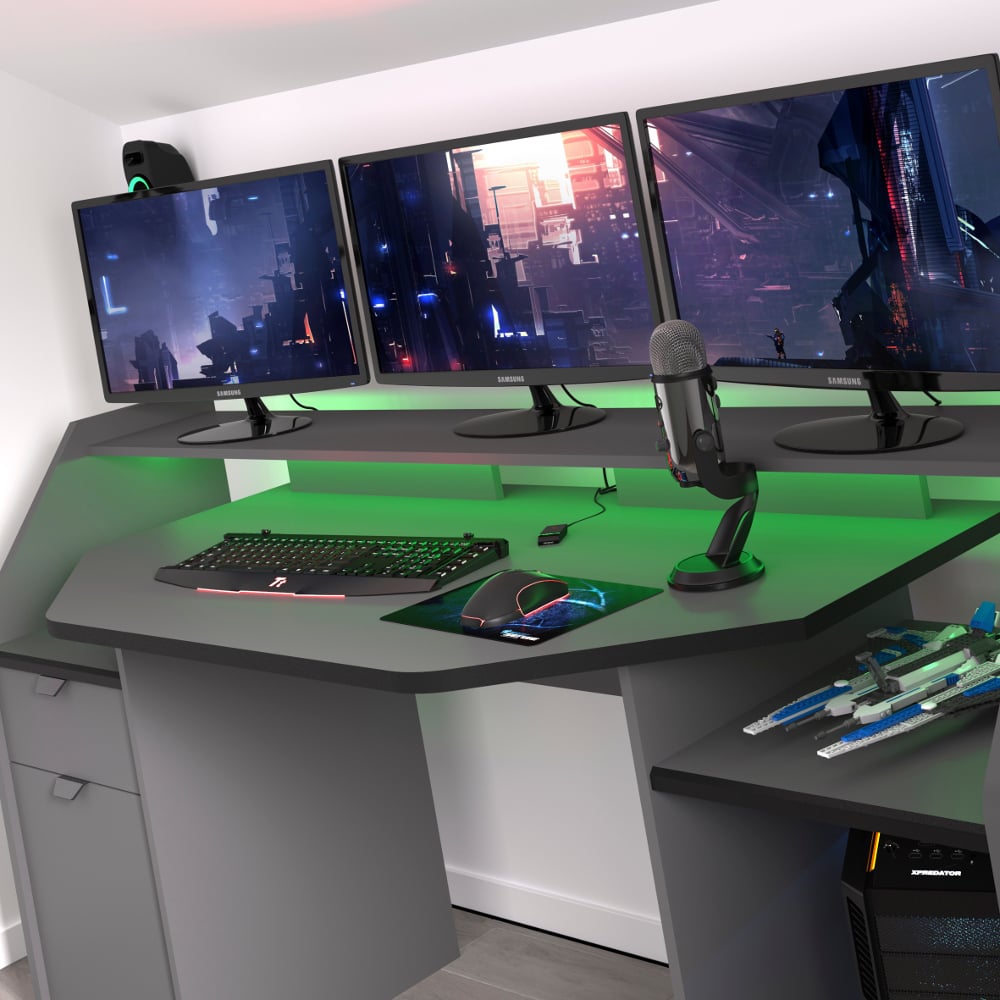 Gaming desk shelf deals