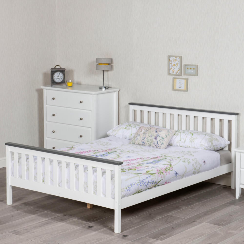 Happy Beds Shanghai White And Grey Bed Room Set