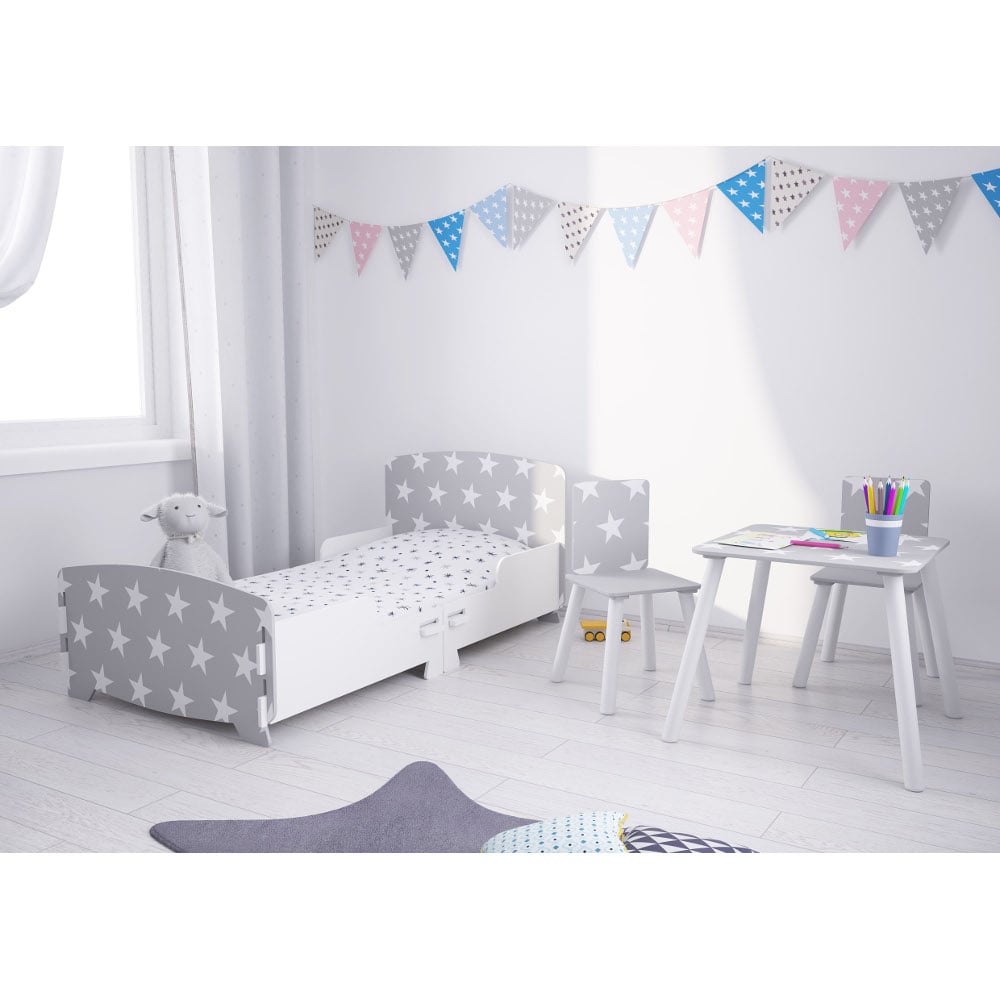 Happy Beds Star Grey And White Toddler Bed Room Set
