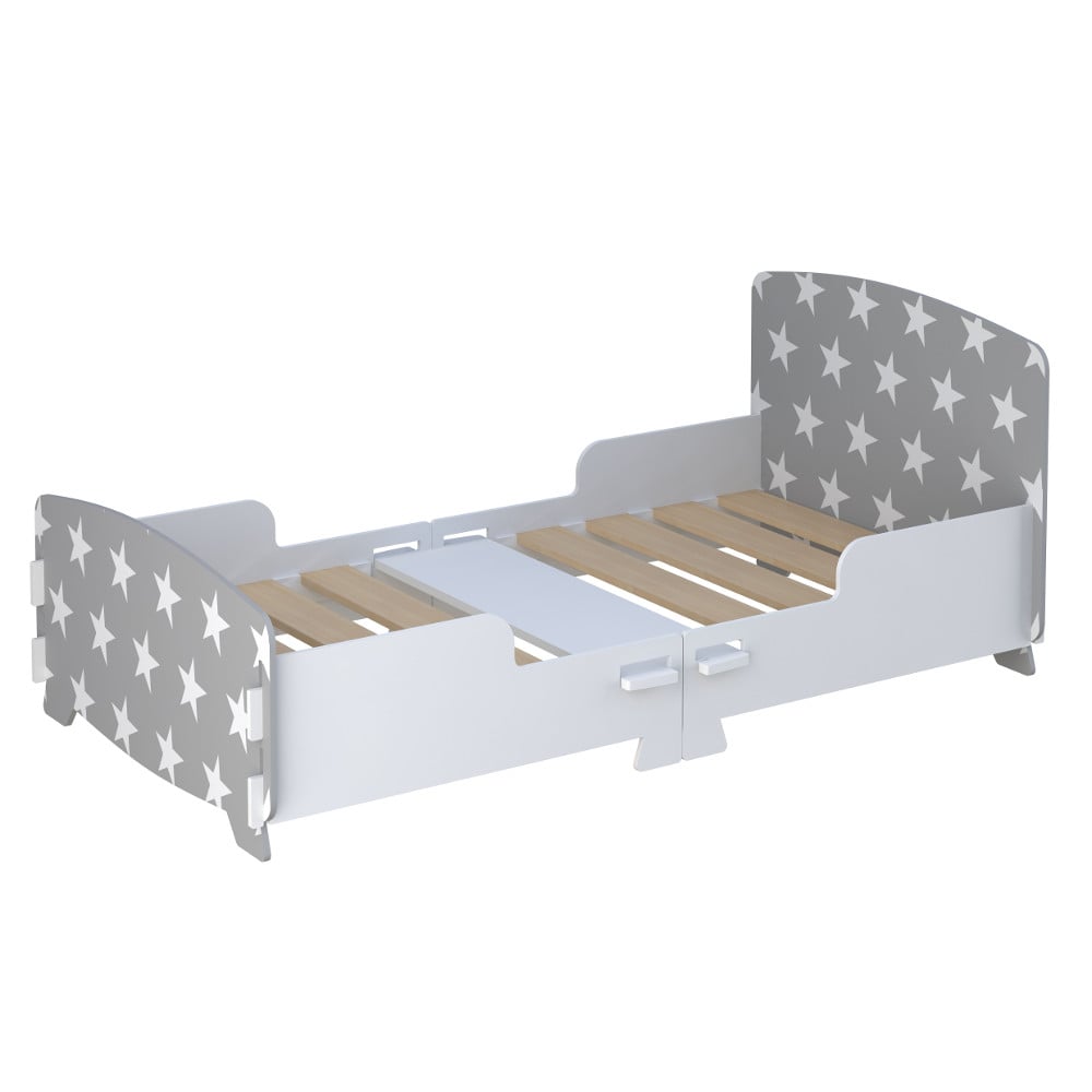 Happy Beds Star Grey And White Toddler Bed Side Shot