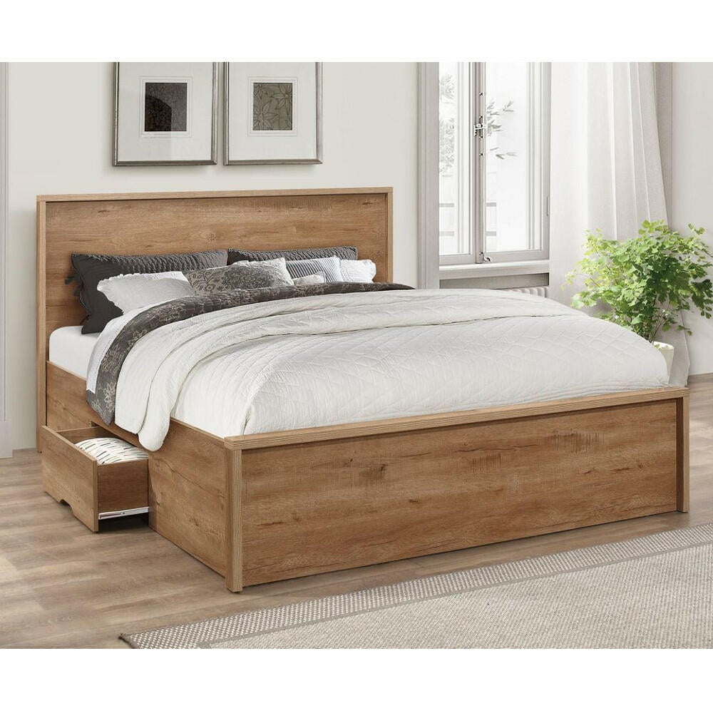 Happy Beds Stockwell Oak Bed Front Angled Shot