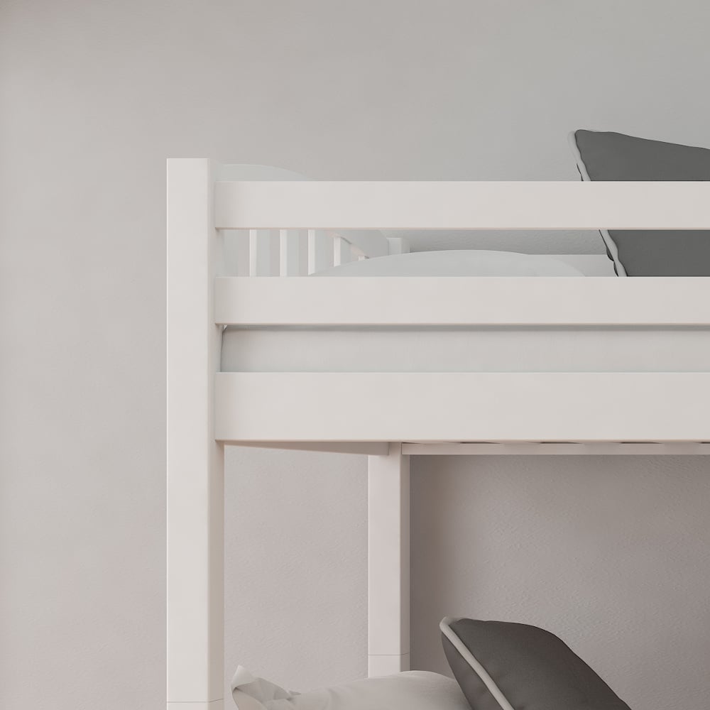 Happy Beds American White Bunk Bed Railing Close-up