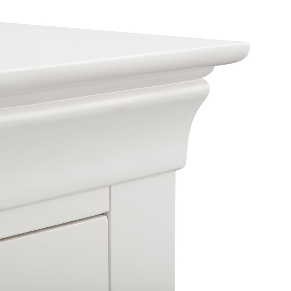 Clermont White 2 Drawer Table Close Up Image