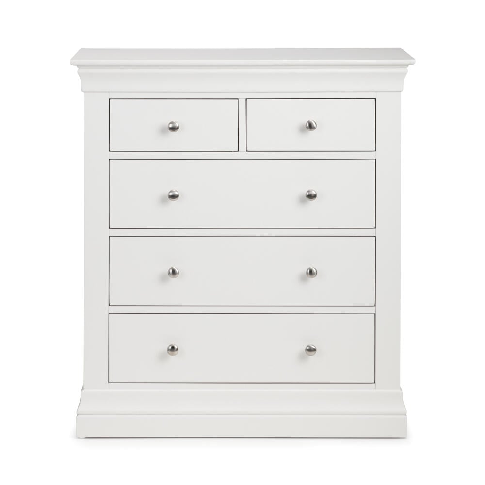 Clermont White 3+2 Drawer Chest Full Body Image