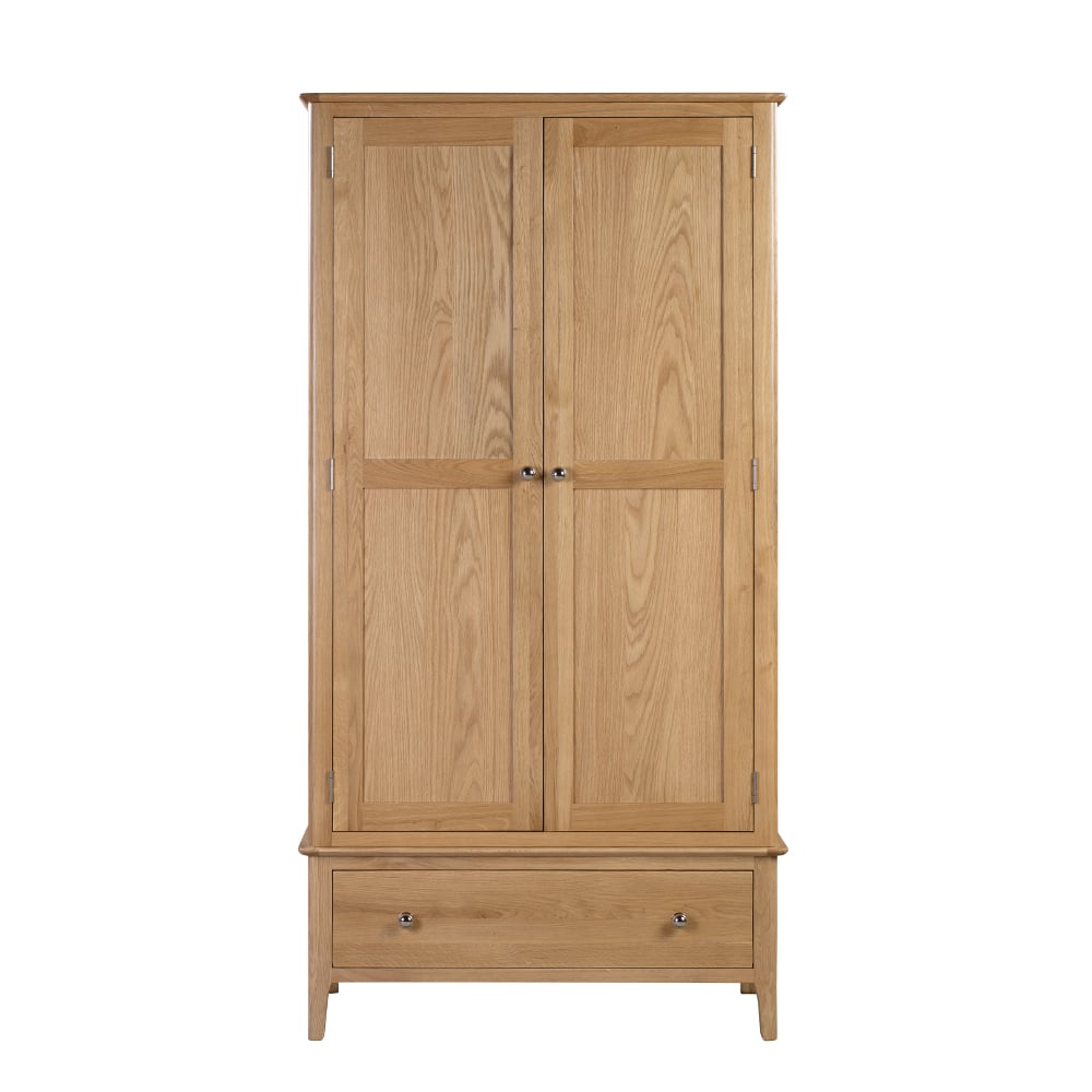 Cotswold Oak 2 Door Combination Wardrobe Happy Beds