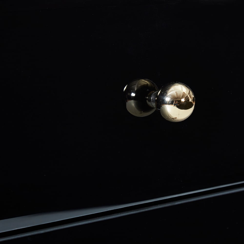 Fenwick Black And Gold 2 Drawer Bedside Table Handle Image
