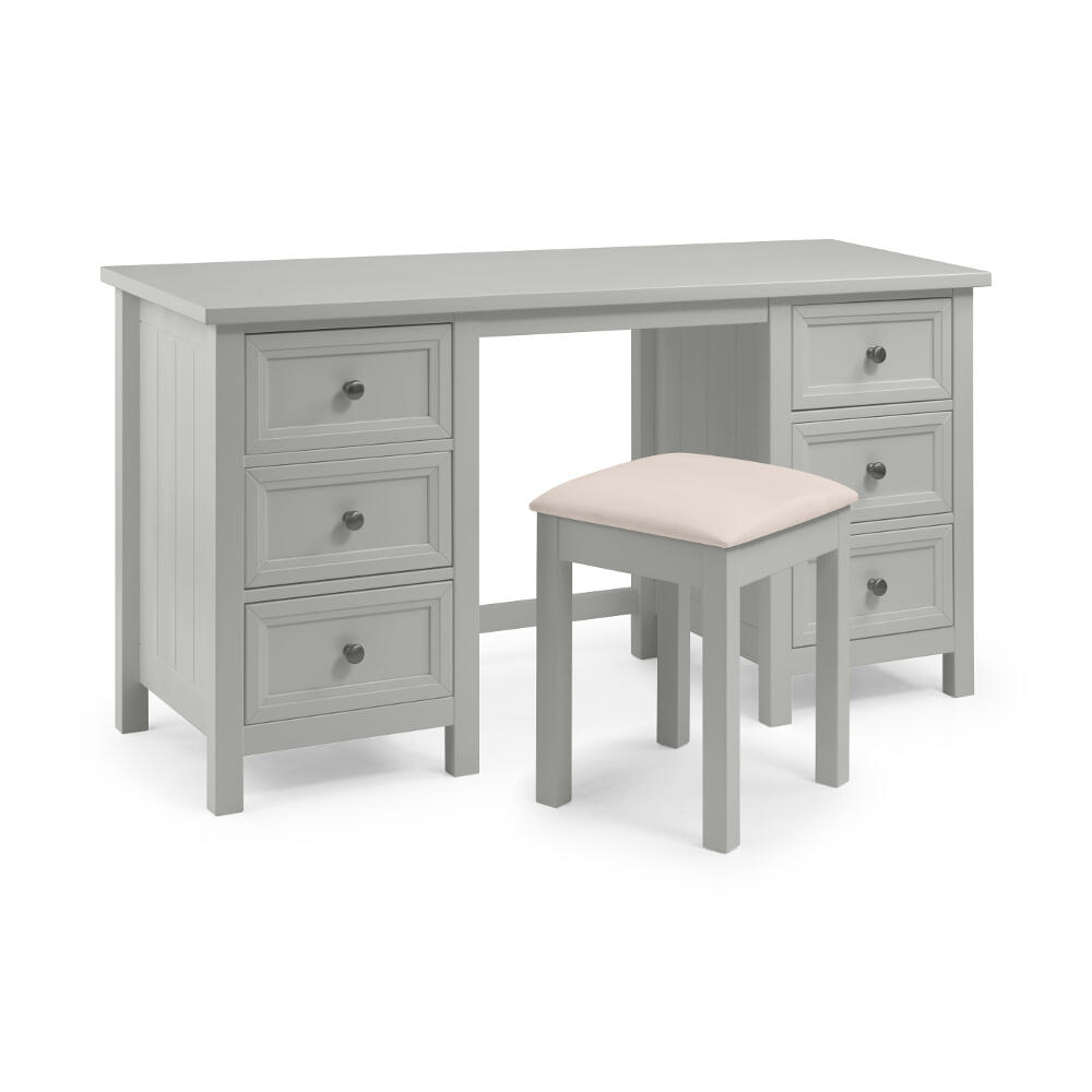 Maine Dove Grey Double Pedestal Dressing Table Angled Shot