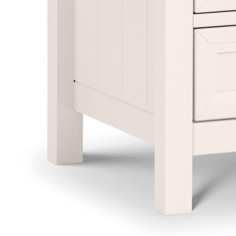 Maine White 3 Drawer Bedside Table Leg Shot