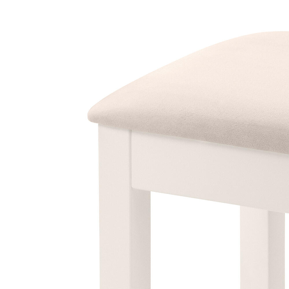 Maine White Dressing Table Stool Close Up
