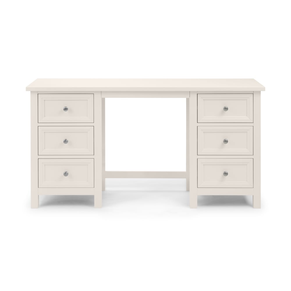 Maine White Double Pedestal Dressing Table Front Image