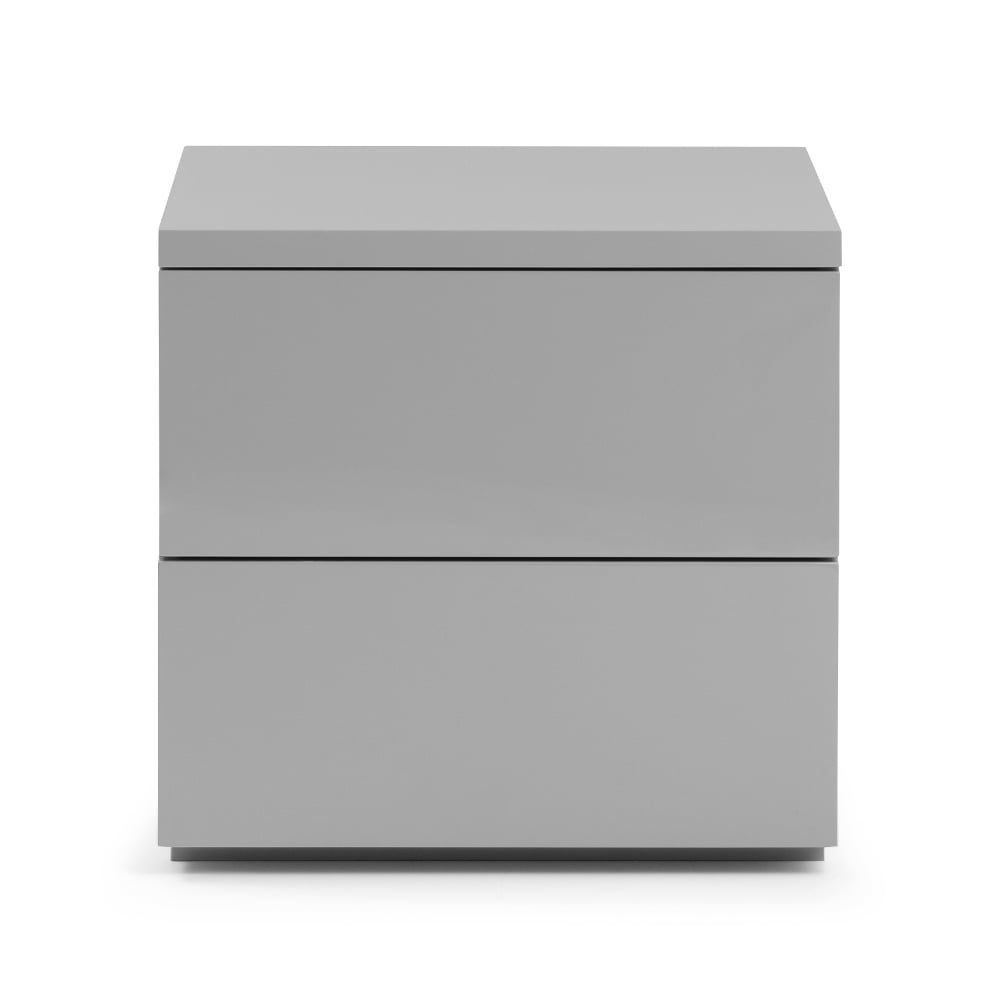 Happy Beds Monaco Grey 2 Drawer Bedside Table Front View