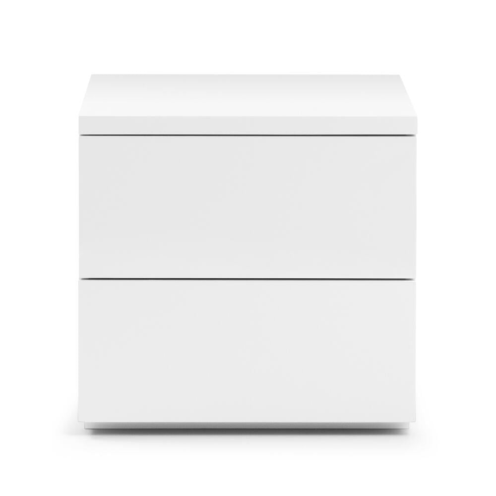 Happy Beds Monaco White 2 Drawer Bedside Table Front View