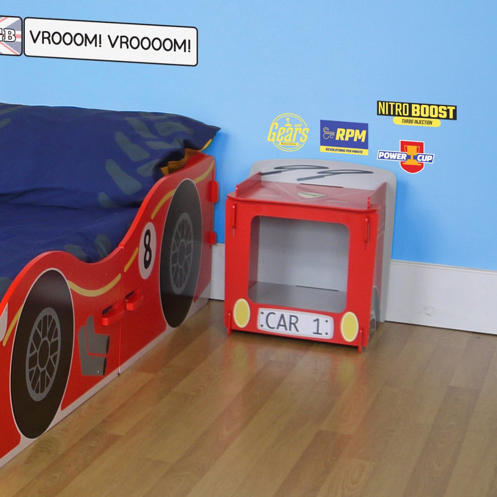 Happy Beds Red Racing Car Bedside Table Room Set