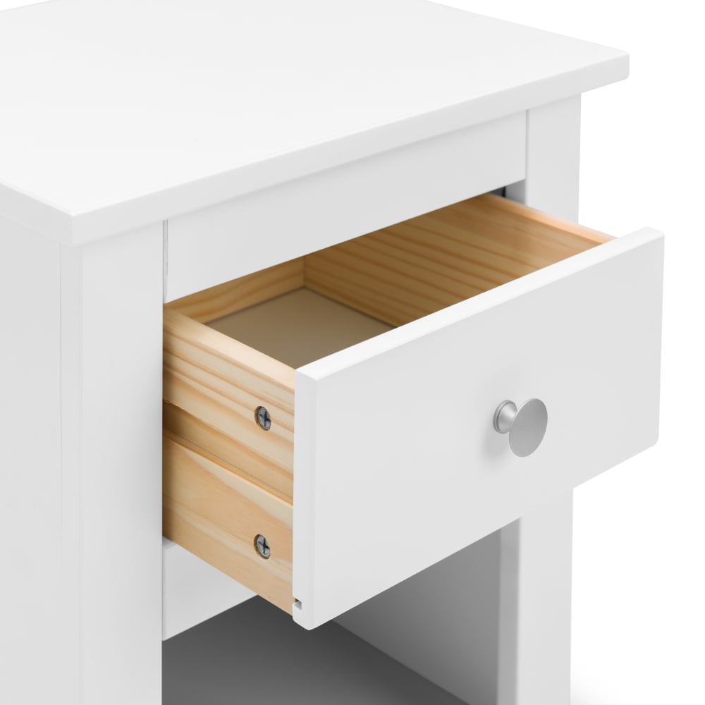 Radley White 1 Drawer Bedside Table Open Drawer