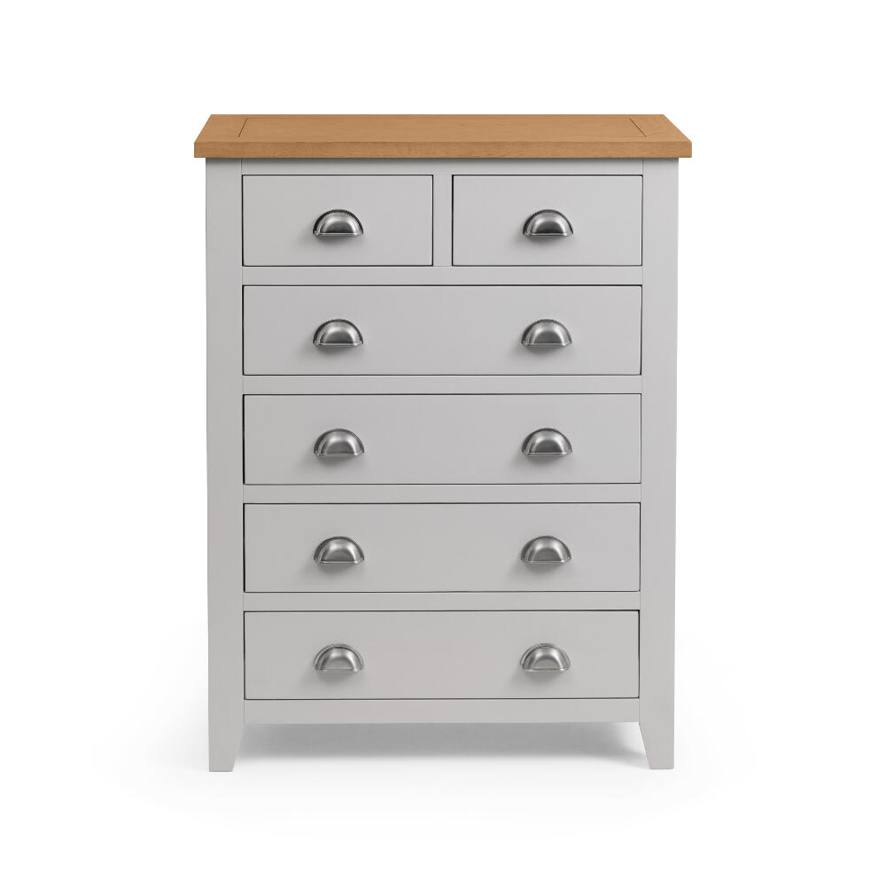 Happy Beds Richmond Grey And Oak 4+2 Drawer Chest Front Shot