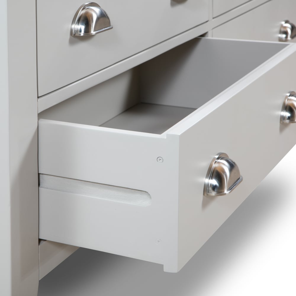 Happy Beds Richmond Grey And Oak 6 Drawer Chest Open Drawer Close-up