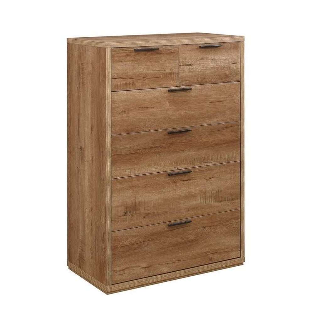 Happy Beds Stockwell Rustic Oak 4+2 Drawer Chest Angled Shot