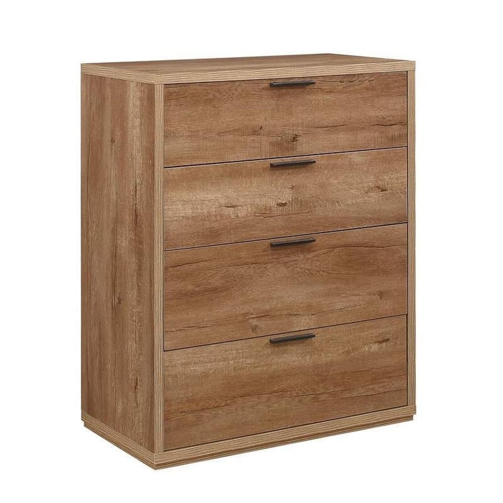 Happy Beds Stockwell Rustic Oak 4 Drawer Chest Angled Shot